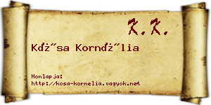 Kósa Kornélia névjegykártya